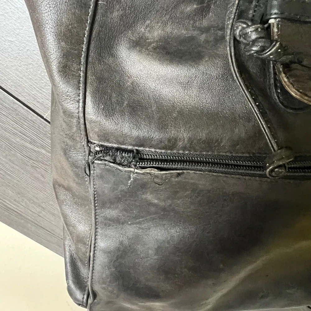 Coach VTG Black Leather Backpack Bucket Daypack USA Made 90s Rare PROJECT BAG
